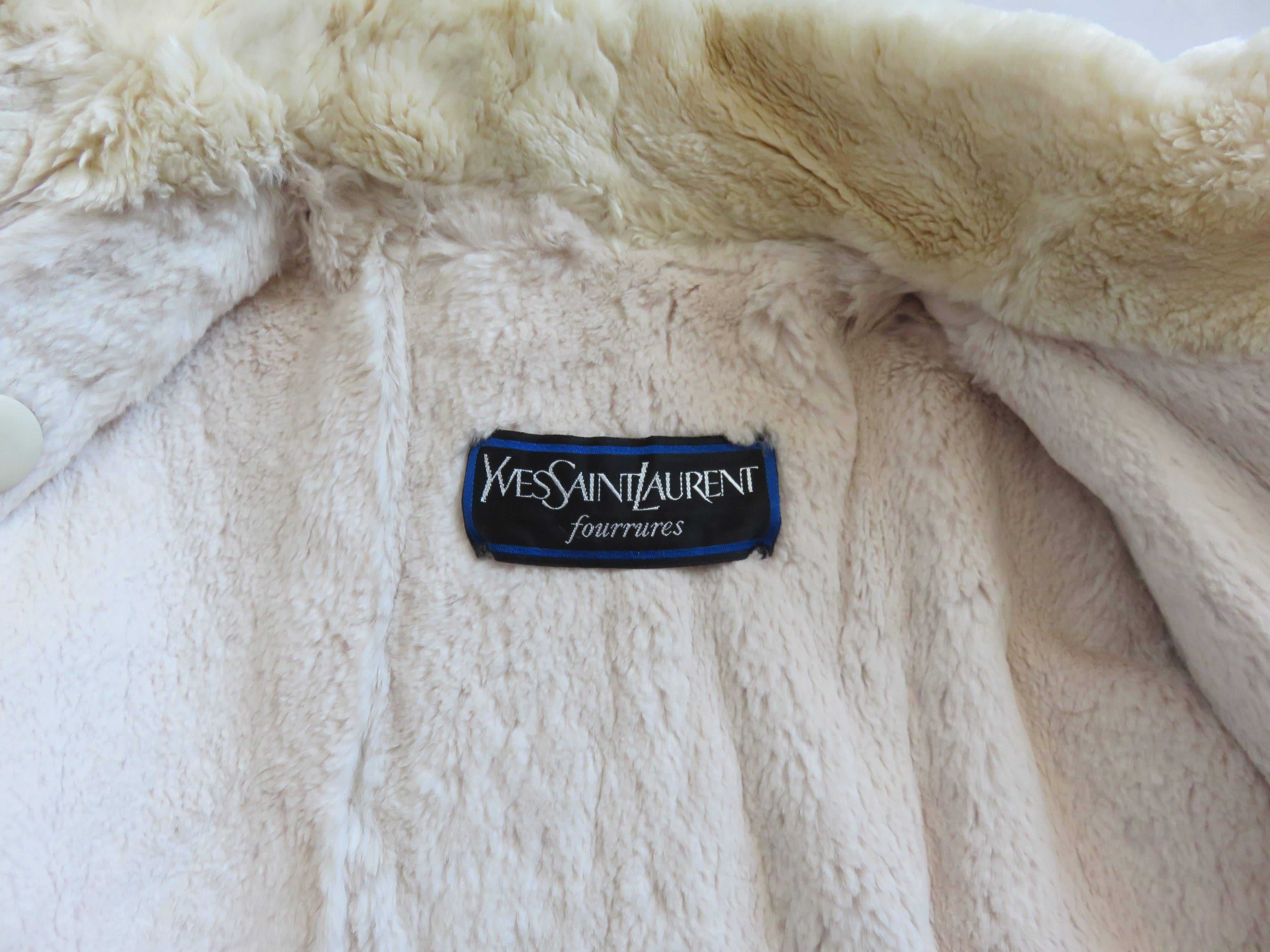 1980's YVES SAINT LAURENT FURS Wool cashmere fur lined coat YSL For Sale 4