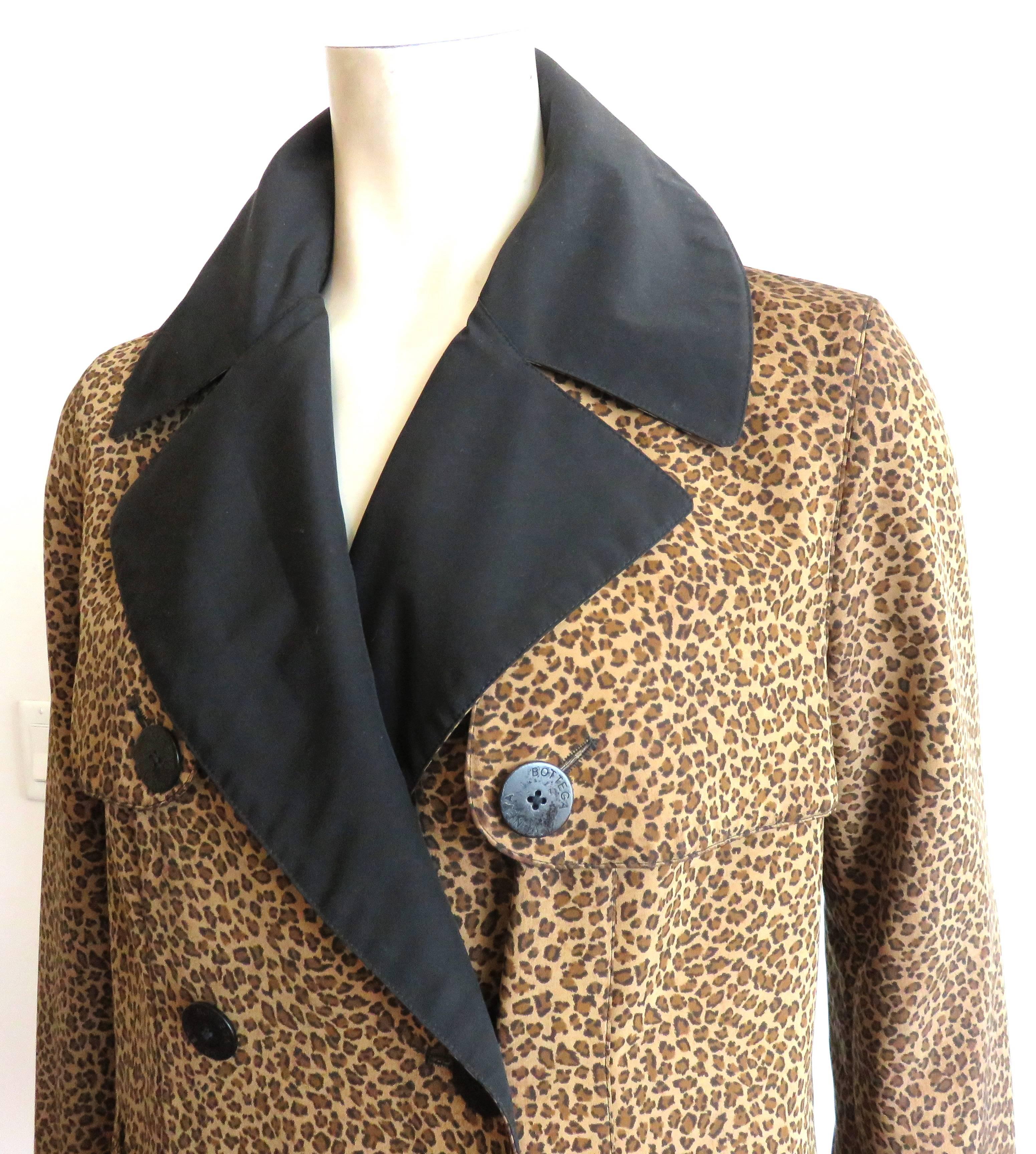 Brown 1990's BOTTEGA VENETA Leopard print raincoat  For Sale