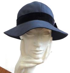 1970's GIVENCHY Haute Couture velvet bow hat