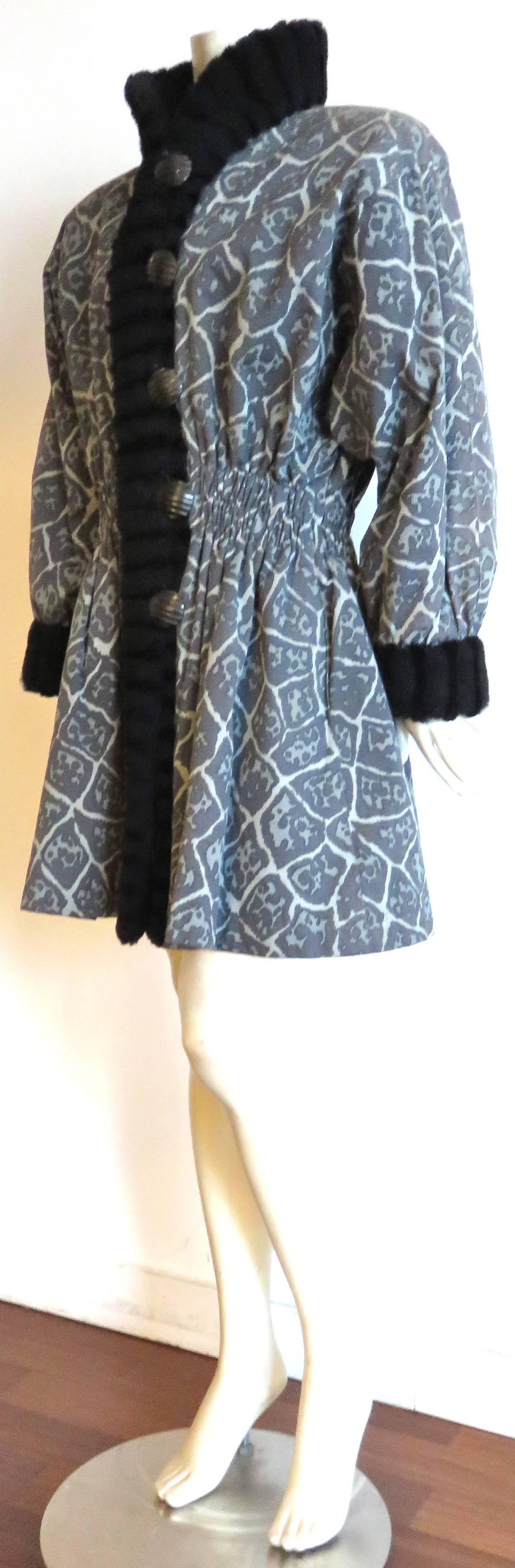 1980's YVES SAINT LAURENT FURS Printed coat For Sale 1