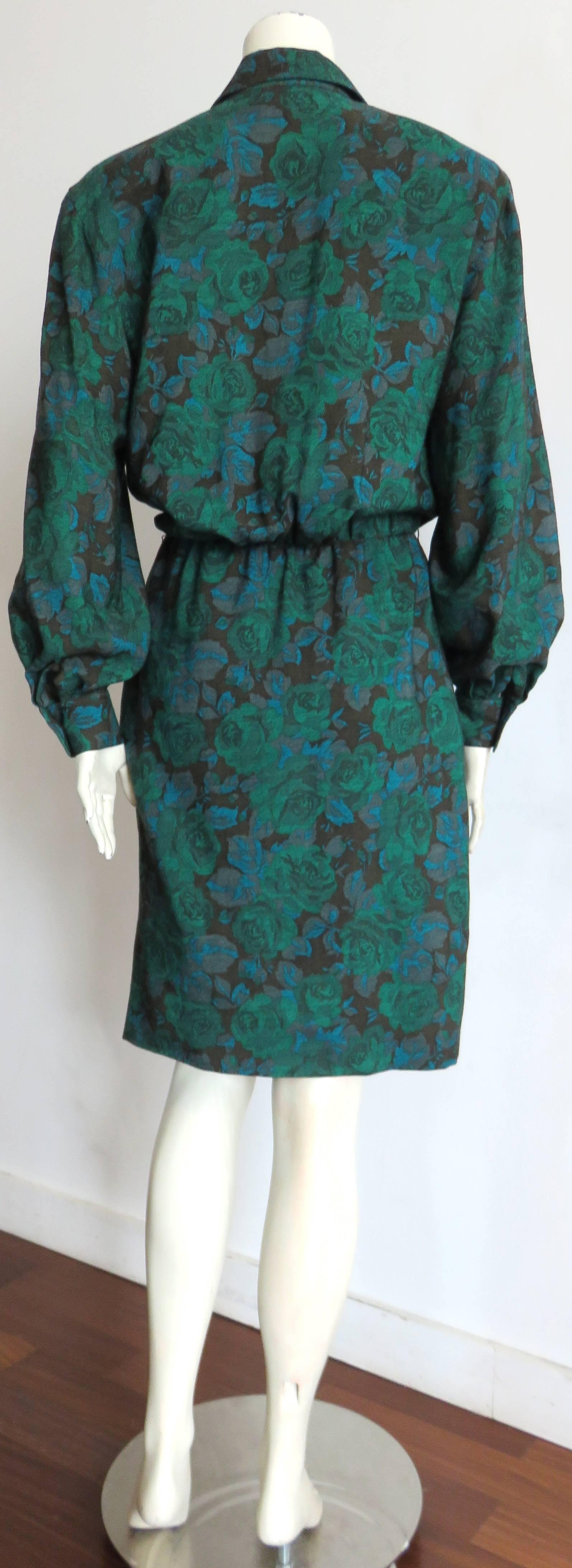 Women's 1980's JEAN-LOUIS SCHERRER Floral Challis day dress For Sale