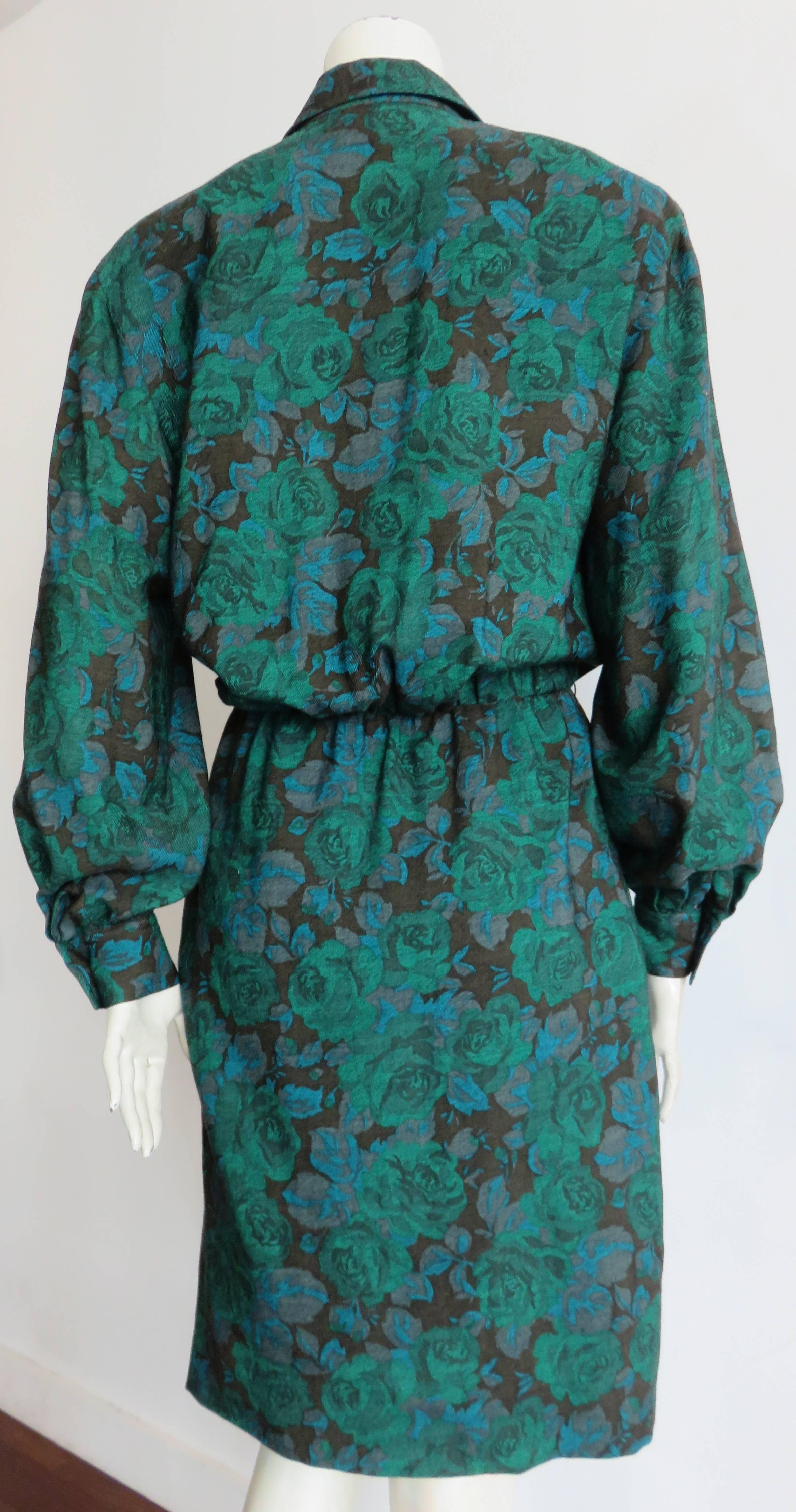 1980's JEAN-LOUIS SCHERRER Floral Challis day dress For Sale 1