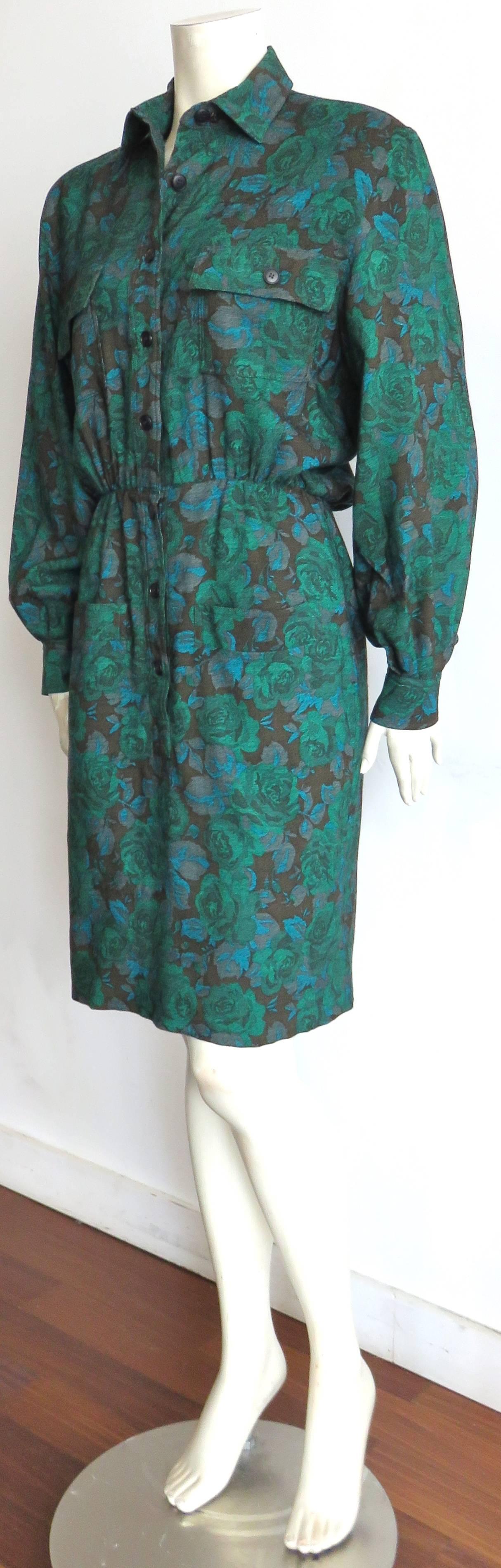 1980's JEAN-LOUIS SCHERRER Floral Challis day dress For Sale 2