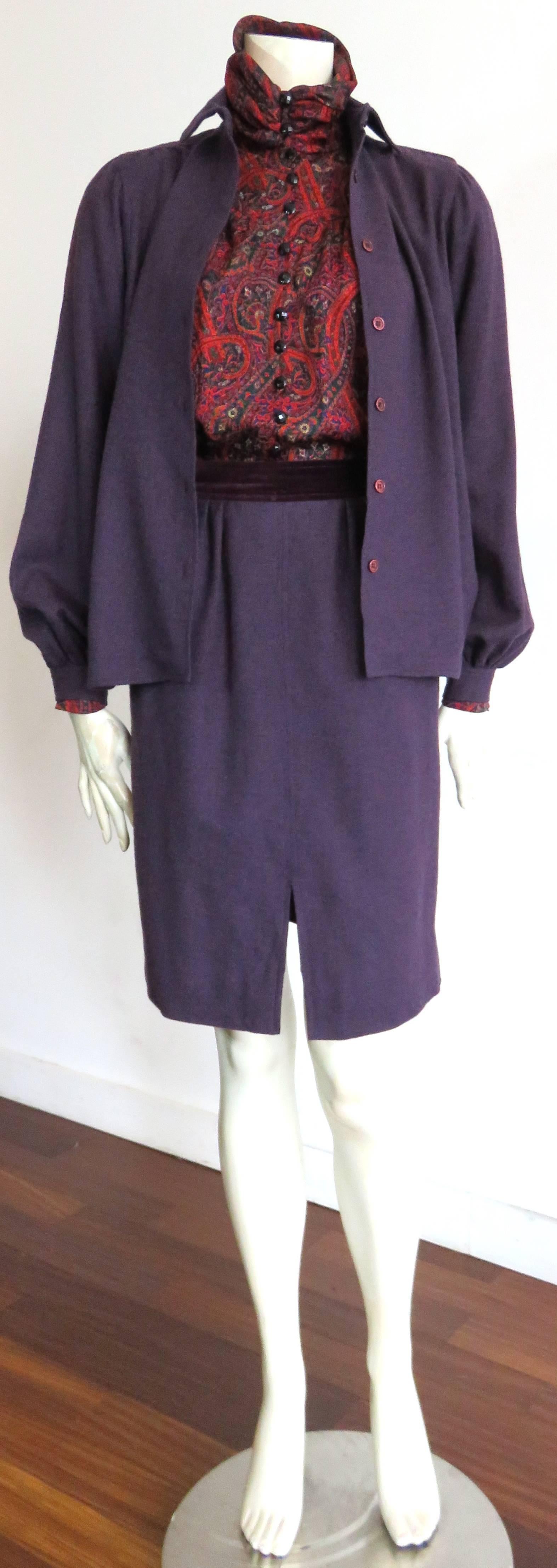 Gray 1980's UNGARO PARIS 3pc. skirt suit set For Sale