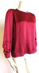 1990's YVES SAINT LAURENT Rive Gauche Silk blouse jewel buttons YSL