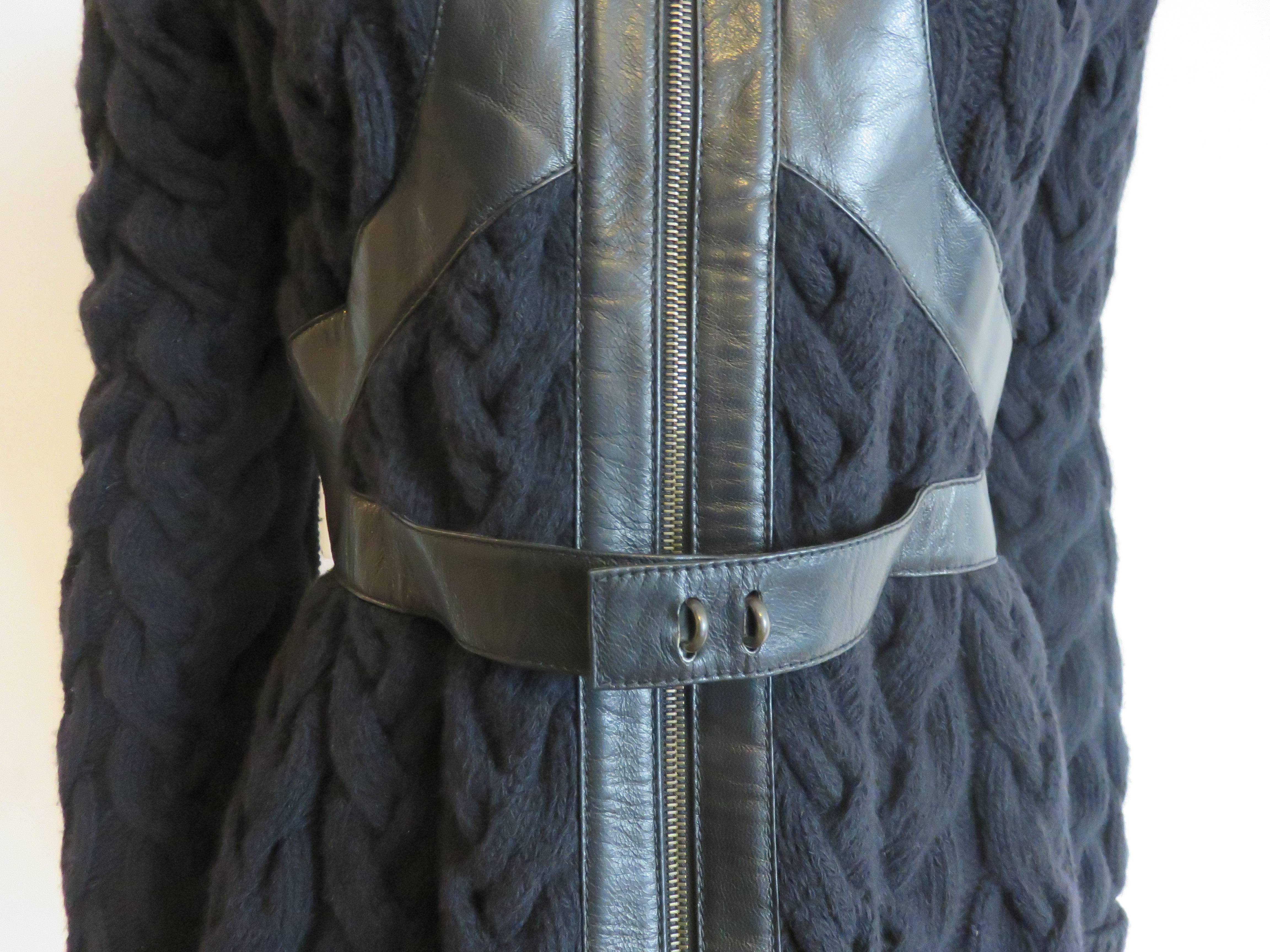 Pre-death ALEXANDER McQUEEN Leather harness detail cable sweater jacket 4