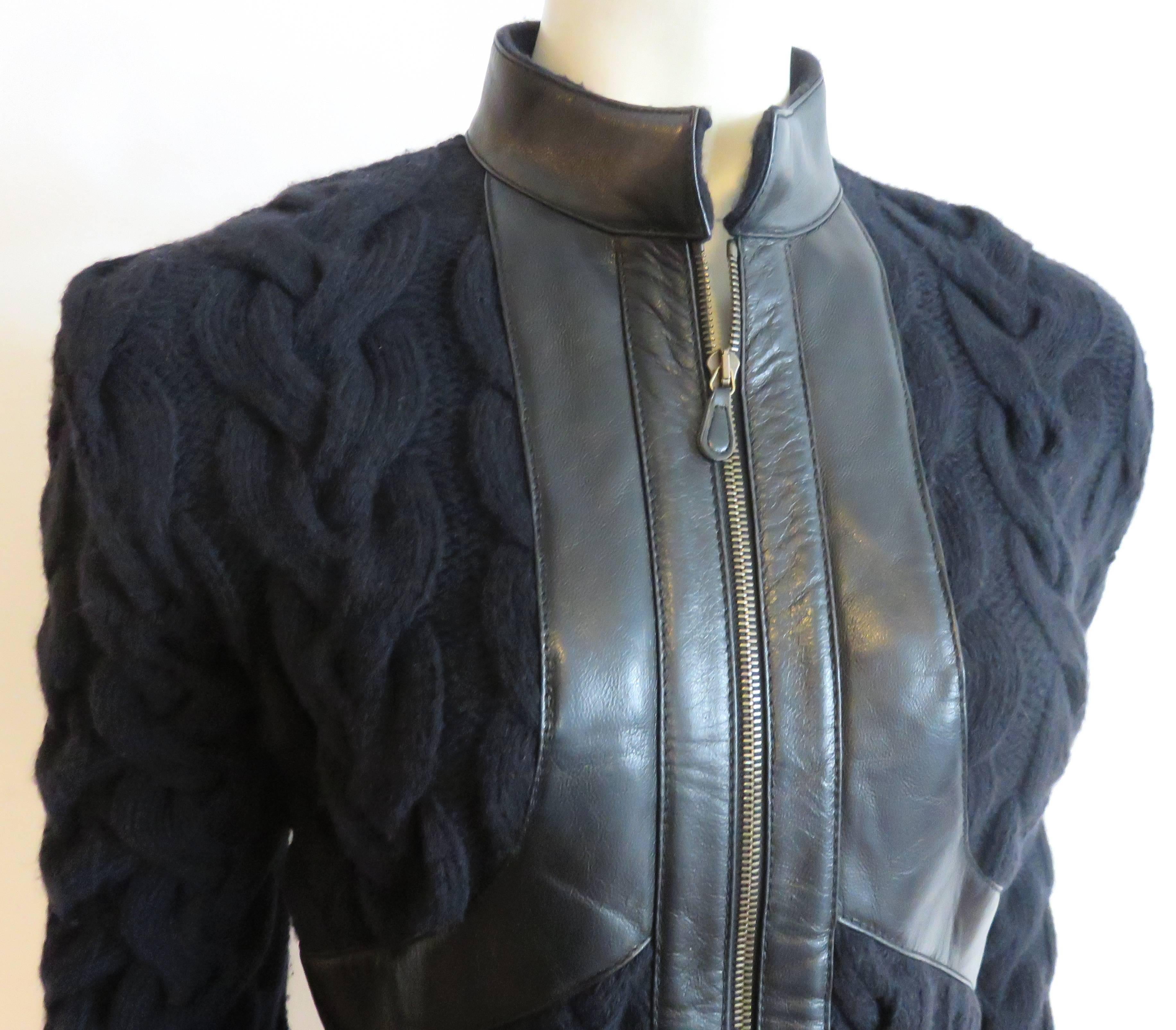 Pre-death ALEXANDER McQUEEN Leather harness detail cable sweater jacket 1