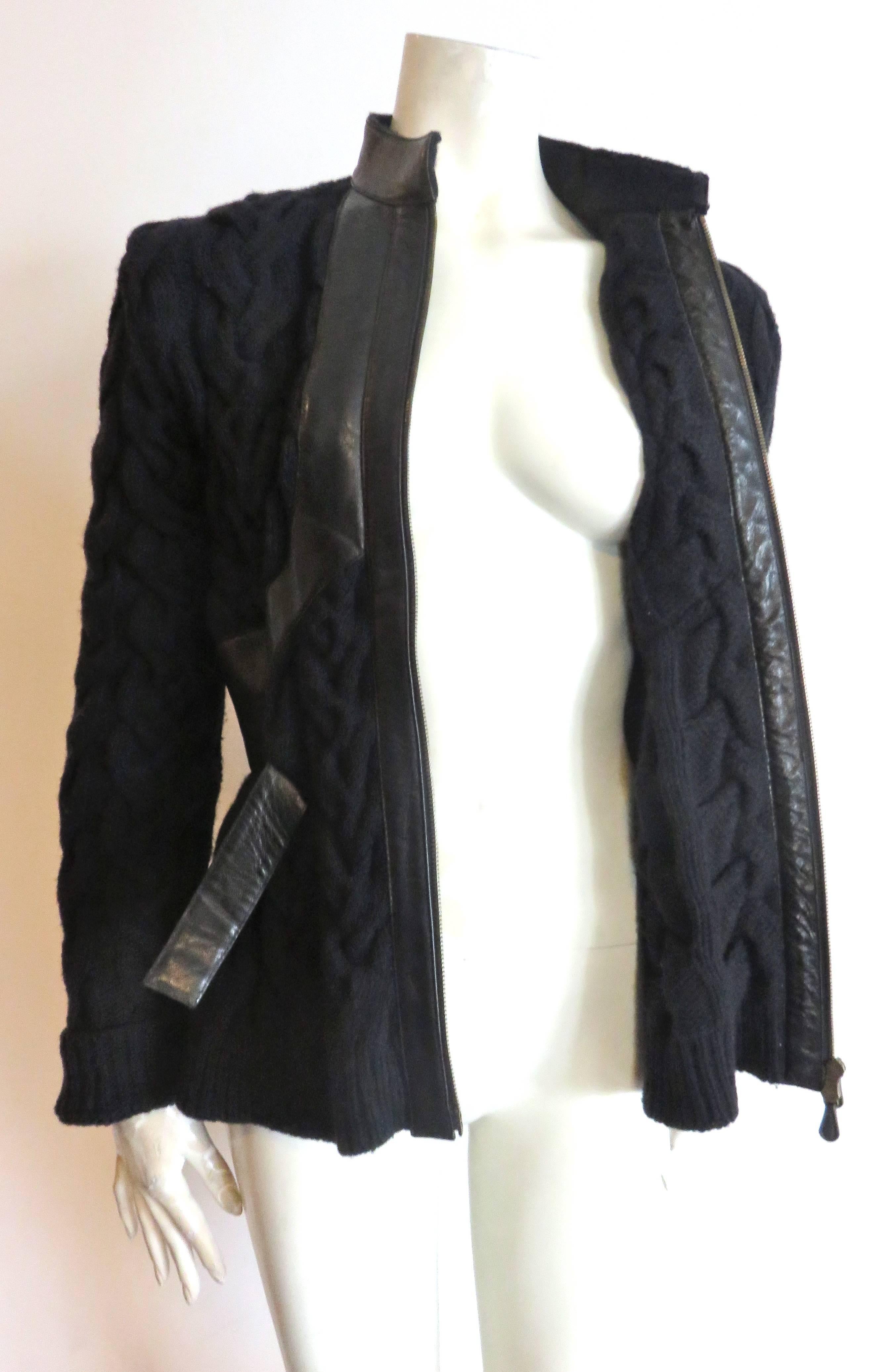 Pre-death ALEXANDER McQUEEN Leather harness detail cable sweater jacket 5