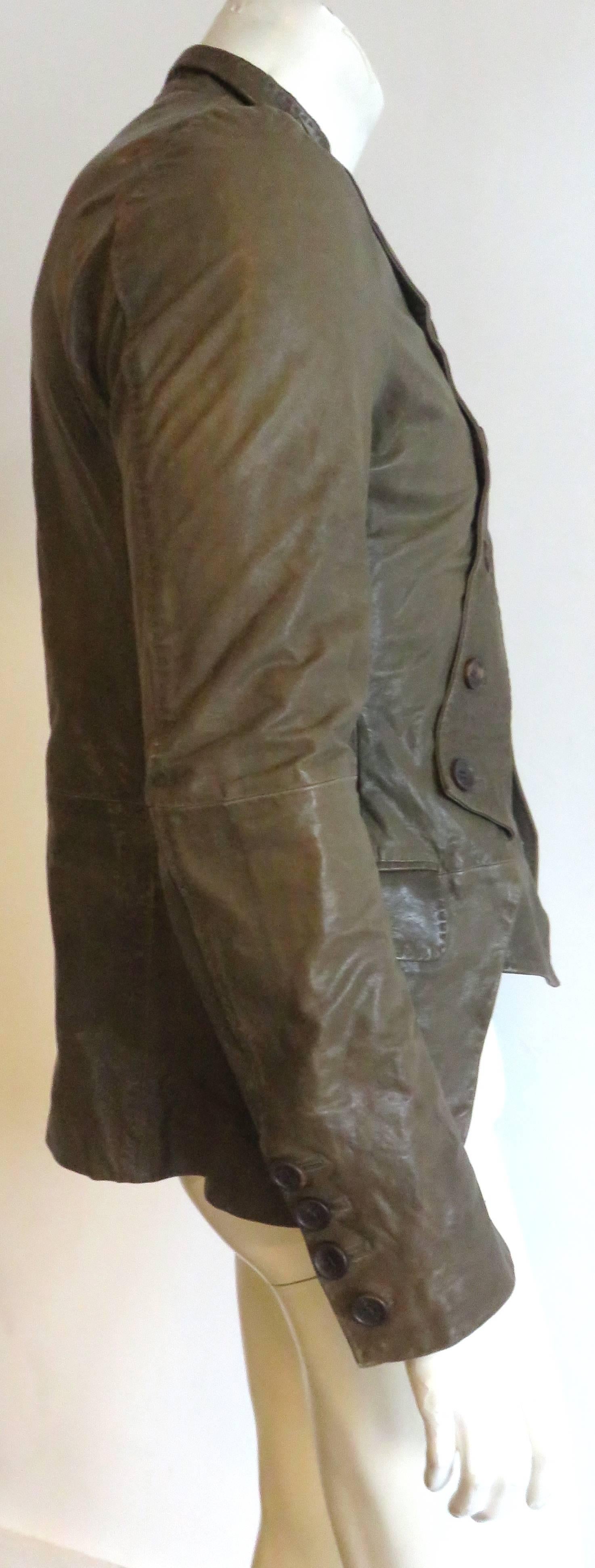 JOHN GALLIANO Men's calfskin leather french infantry-style jacket 2