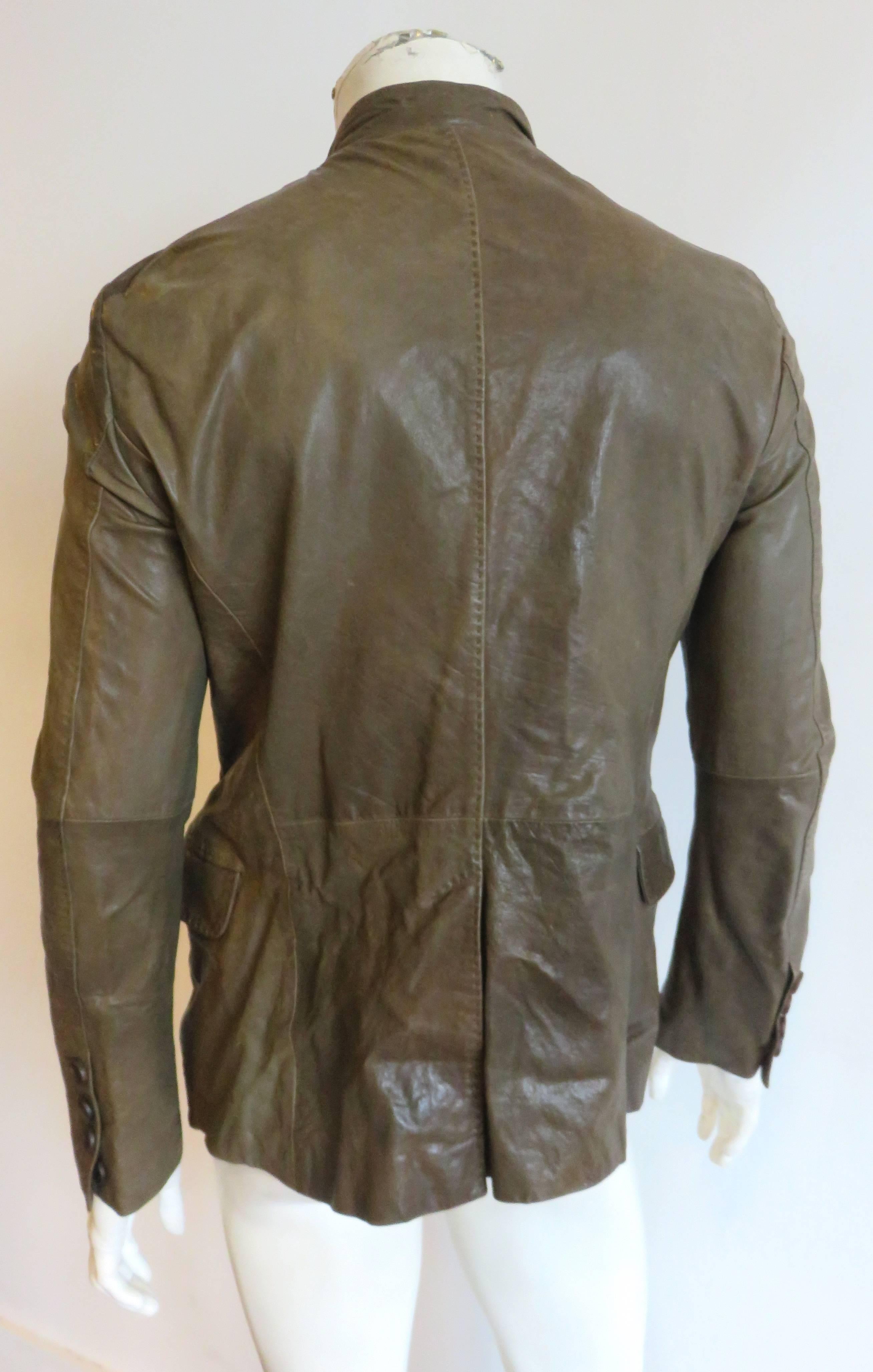JOHN GALLIANO Men's calfskin leather french infantry-style jacket 5
