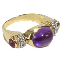 Amethyst Ruby Diamond Ring