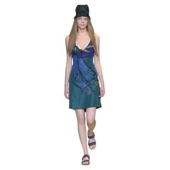 PRADA, Apliques de pavo real de seda, Ed. limitada Vestido de la Colección Pasarela, S/S 2005