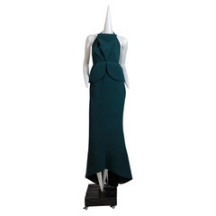 BALENCIAGA, 2013 Met Gala Forest Green Silk Gown