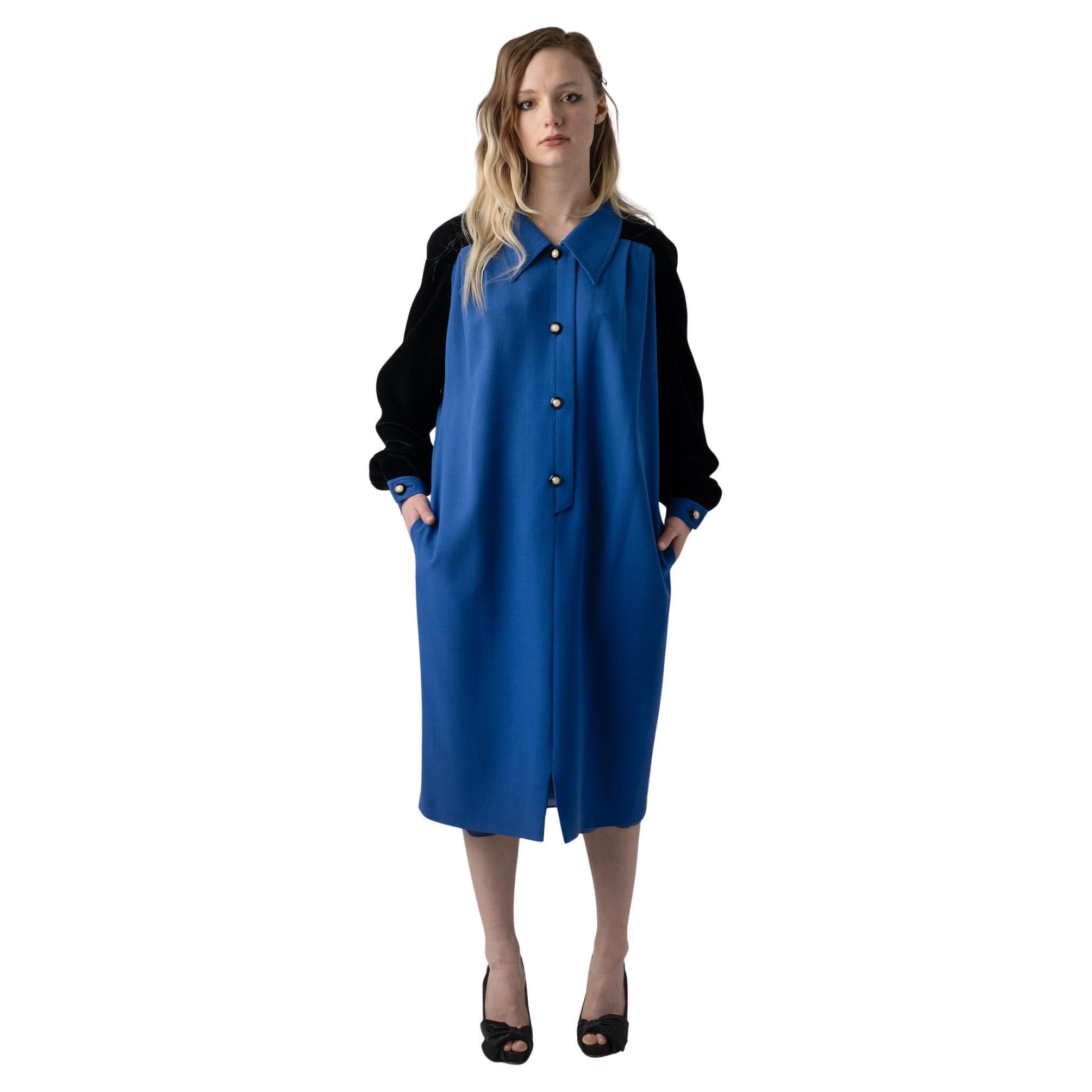 VALENTINO Miss V, Wool Blend and Velvet Midi Dress