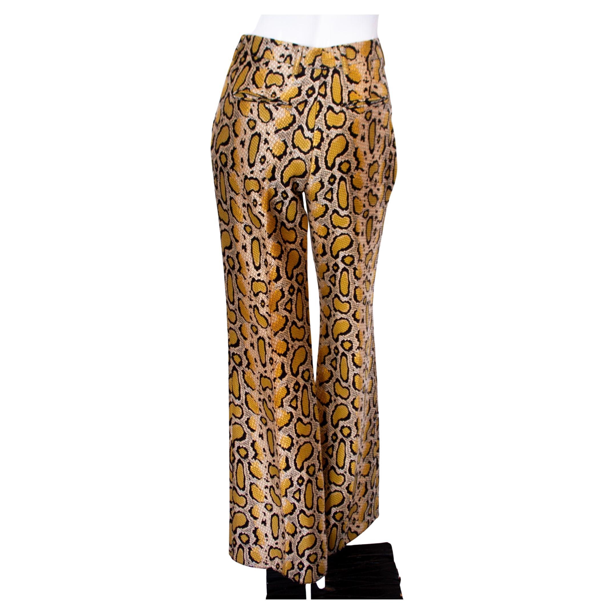 ETRO, High-Waisted, Bell-Bottom, Python Print Pants For Sale