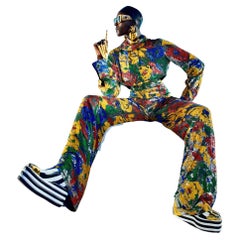 Schiaparelli, embroidered sequin suit with a surrealist floral print, S/S 2022