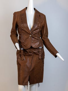 CHRISTIAN DIOR x JOHN GALLIANO, Leather Skirt Ensemble, "Hardcore Romance", 2003