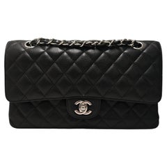 Chanel Classic Flap Medium Black Quilted Leather Bag – Silver Hardware