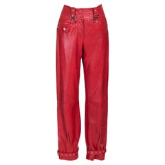 Vintage A/W 2003 Christian Dior ‘Hard Core’ Collection Red Leather Pants