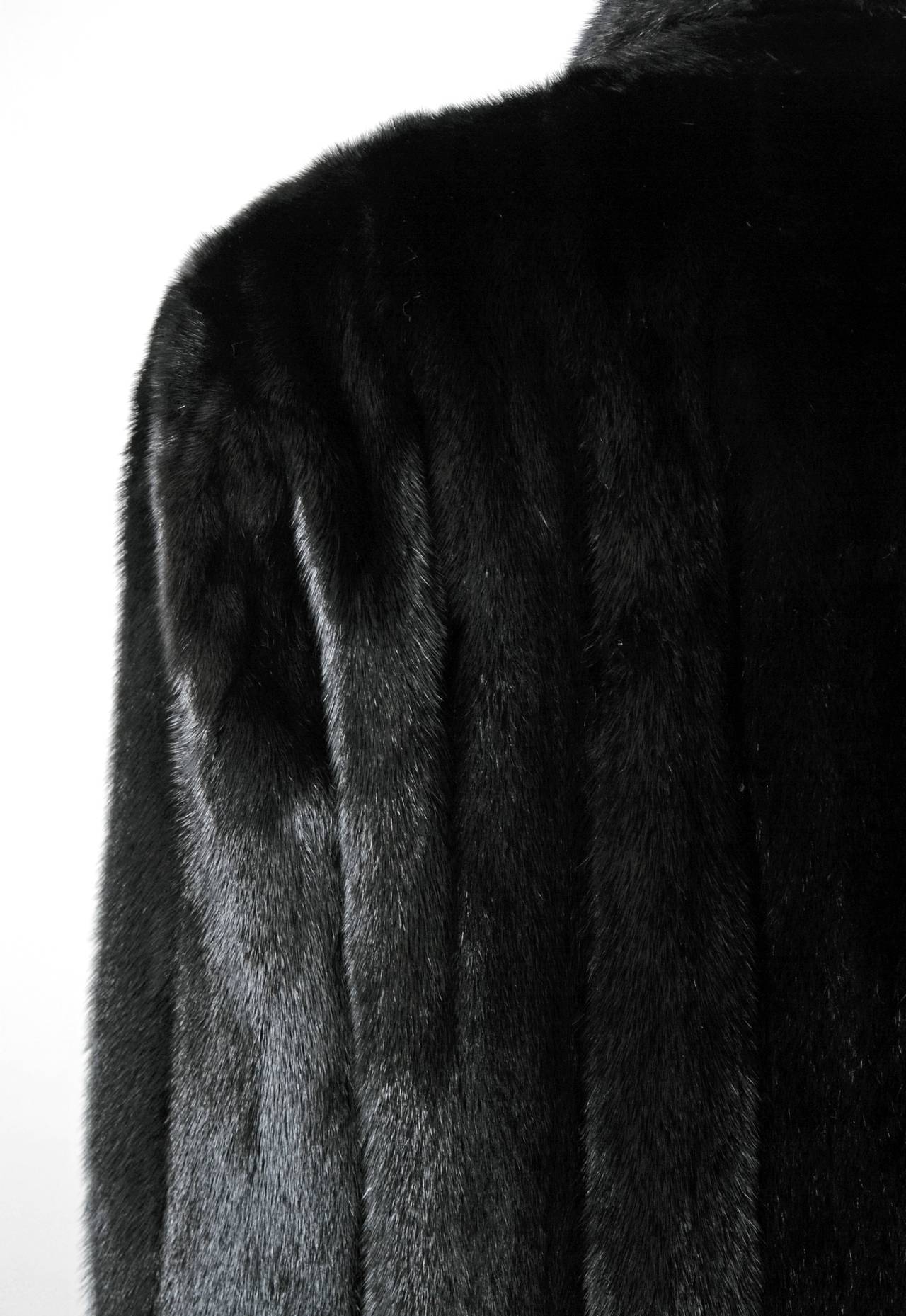 1990's Ralph Lauren Deluxe Black Mink Fur Double-Breasted Cropped Coat Jacket 1