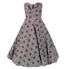Vintage 1950's Lilli Diamond Atomic Novelty Cutwork Cotton Strapless Sun Dress & Coat
