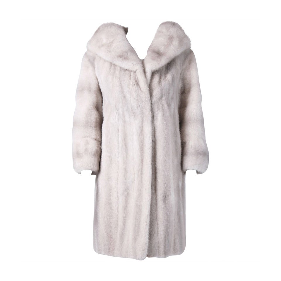 1950's Schiaparelli Paris Ivory-White Mink Fur Tailored Princess ...