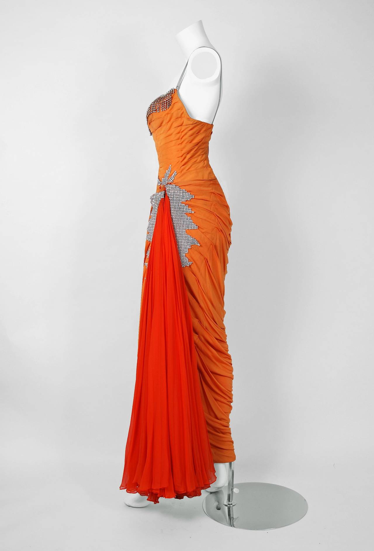 orange rhinestone dress