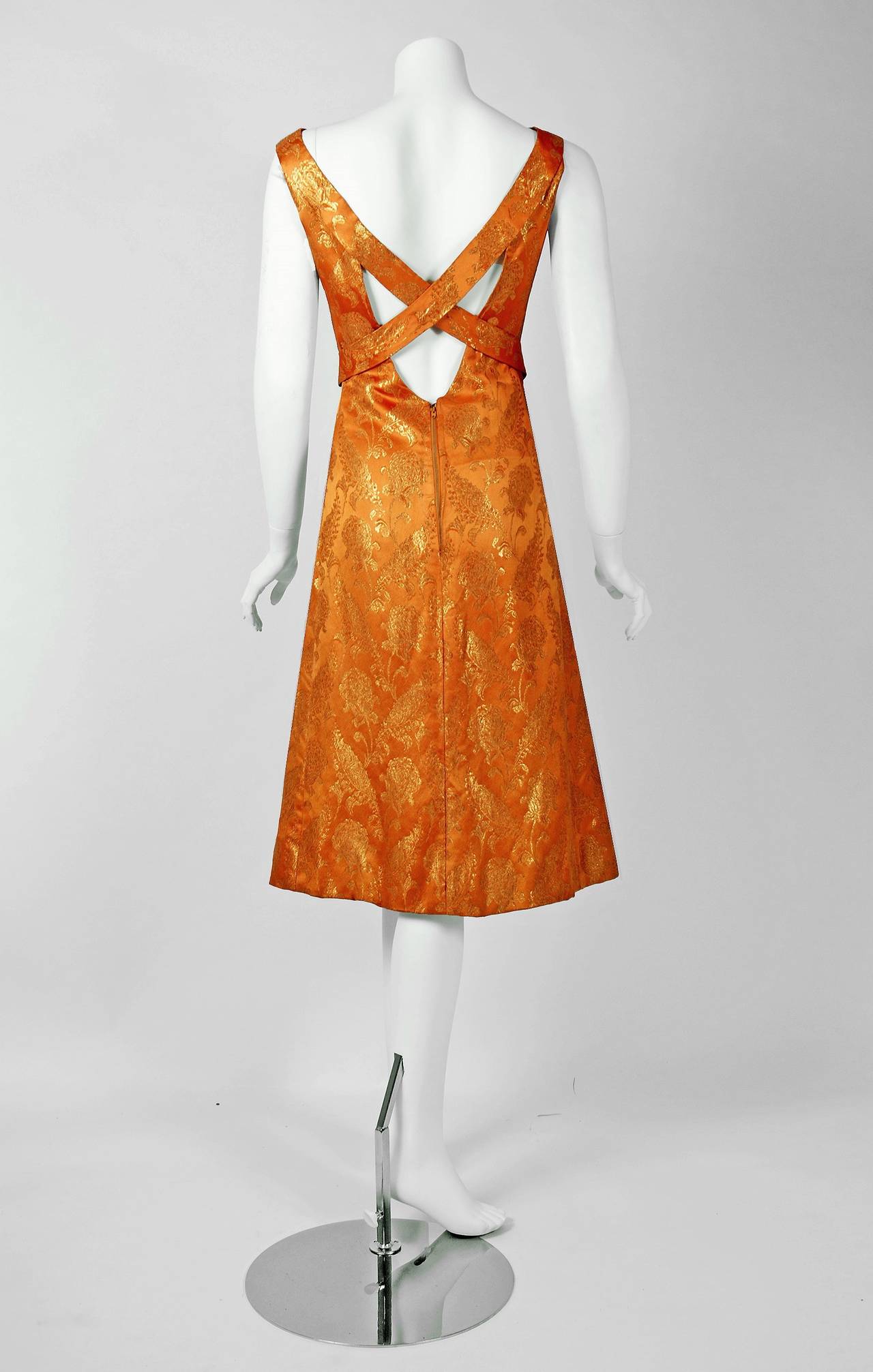 1960's Christian Dior Metallic-Gold Brocade Sleeveless Dress & Jacket Ensemble 1