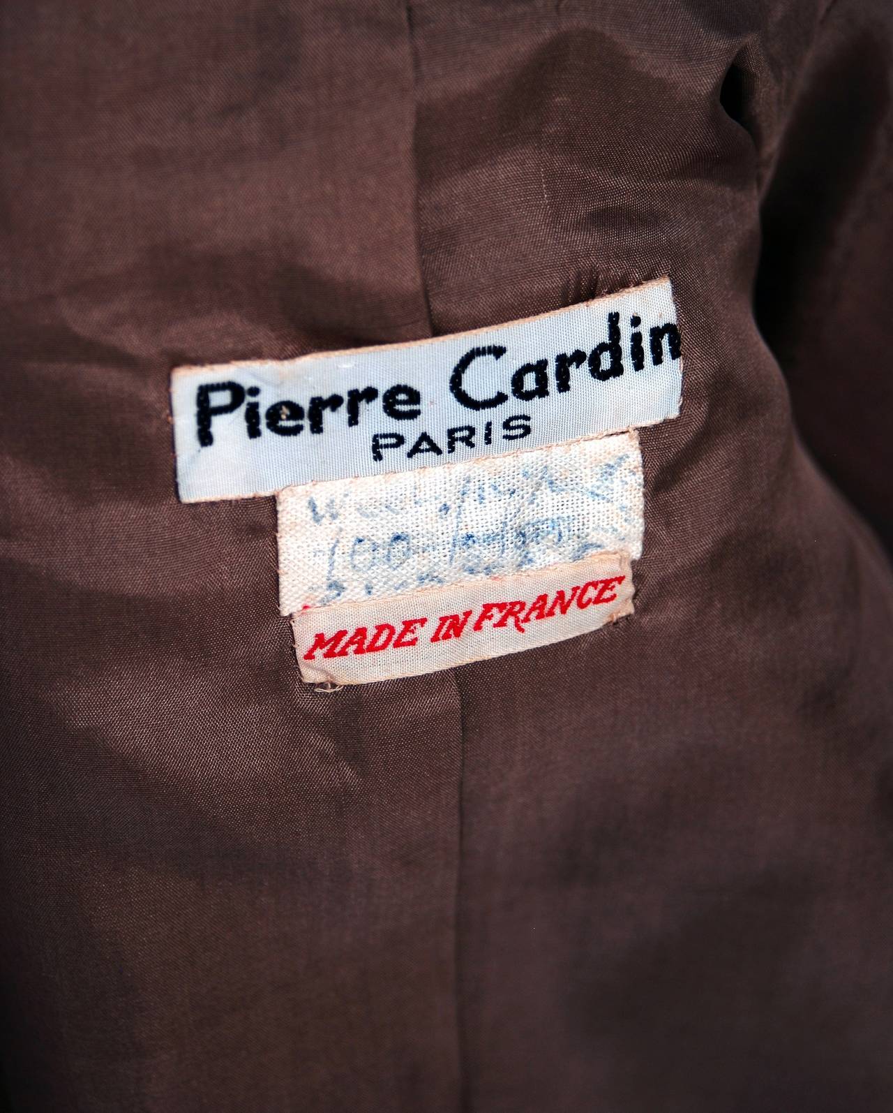 1962 Pierre Cardin Haute-Couture Toffee Silk Wool Peter-Pan Collar Suit 1