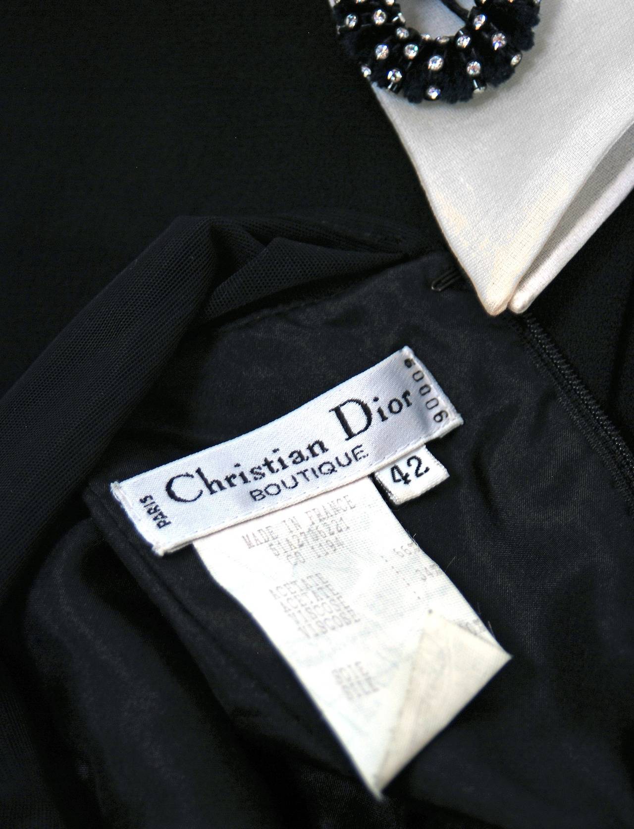 1990's Christian Dior Black Strapless-Illusion Collar & Cuffs Mini Party Dress 2
