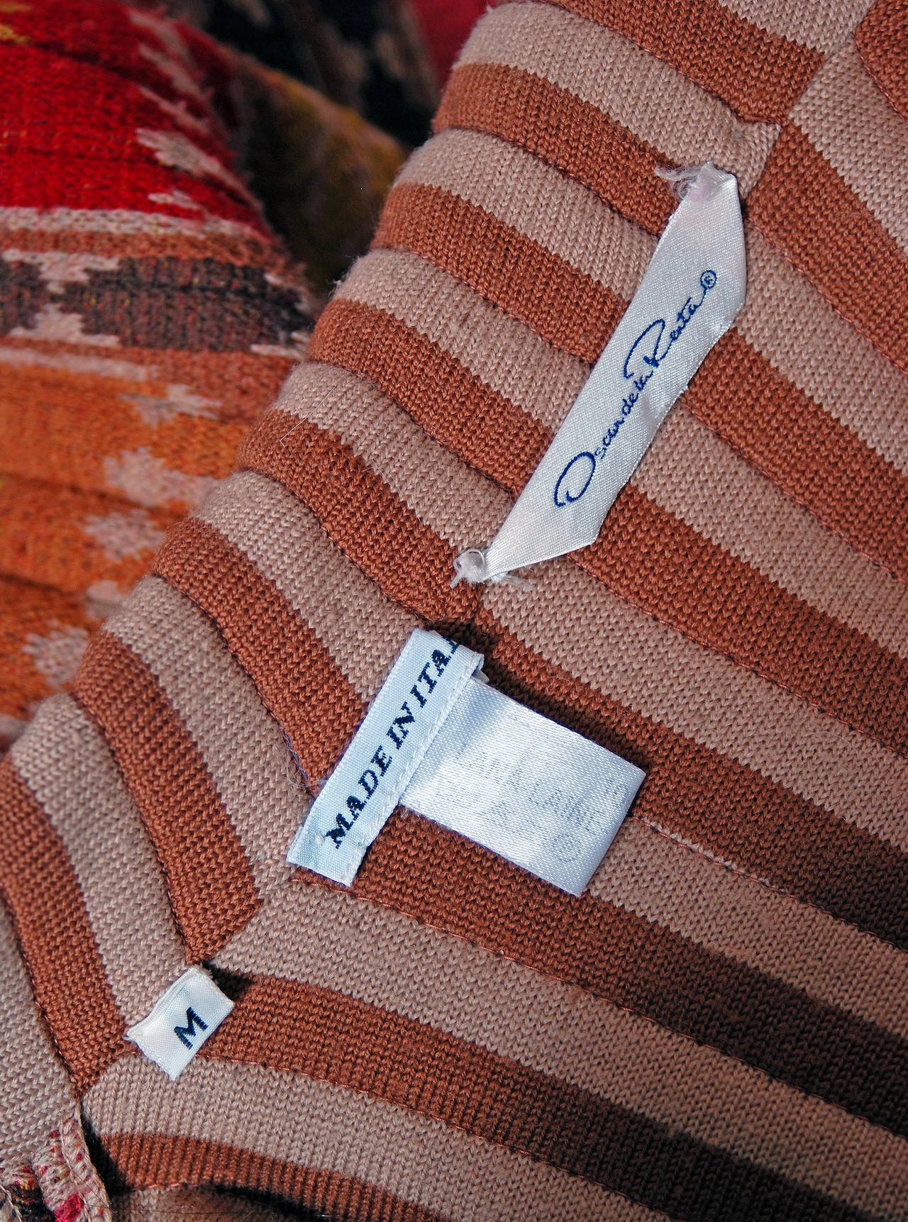 1990's Oscar de la Renta Southwestern Graphic Pattern Italian-Wool Sweater Coat 2