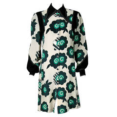 1969 Ossie Clark Moss-Crepe Celia Birtwell Floral Print Billow-Sleeves Dress