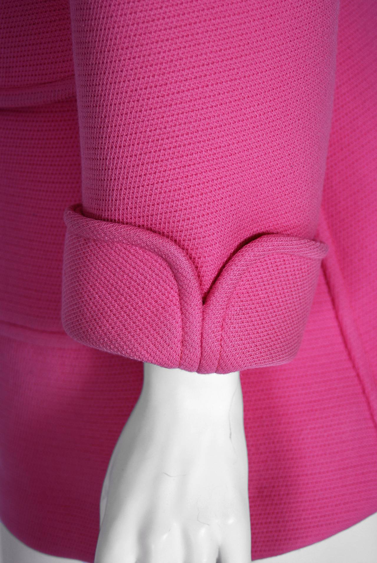 Women's 1967 Courreges Couture Bubblegum-Pink Wool Mod Space-Age Tailored Coat Jacket