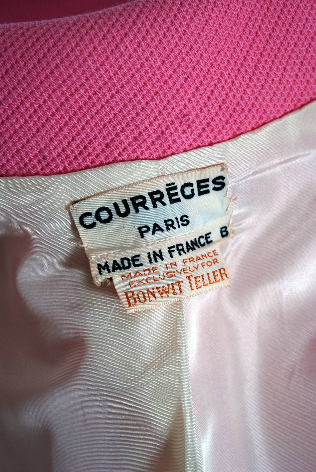 1967 Courreges Couture Bubblegum-Pink Wool Mod Space-Age Tailored Coat Jacket 2