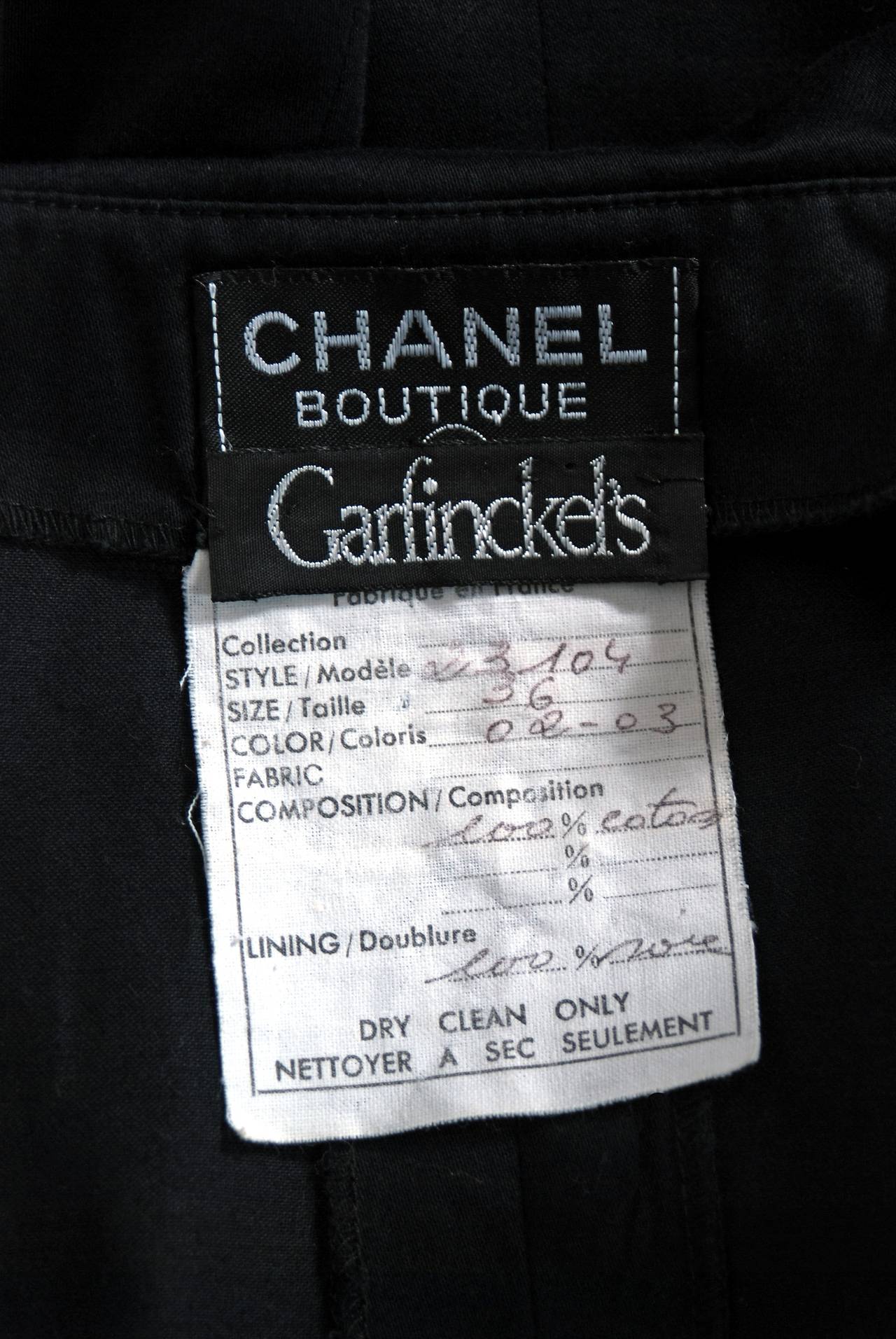 1990's Chanel Black Cotton Double-Breasted Military Belted Hourglass Dress 1
