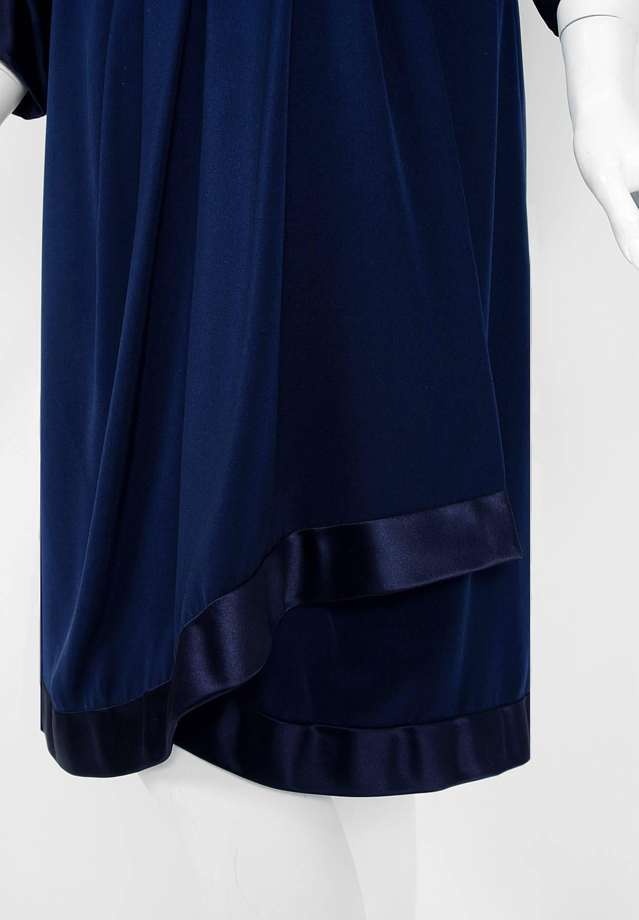 blue silk yves saint laurent wrap dress