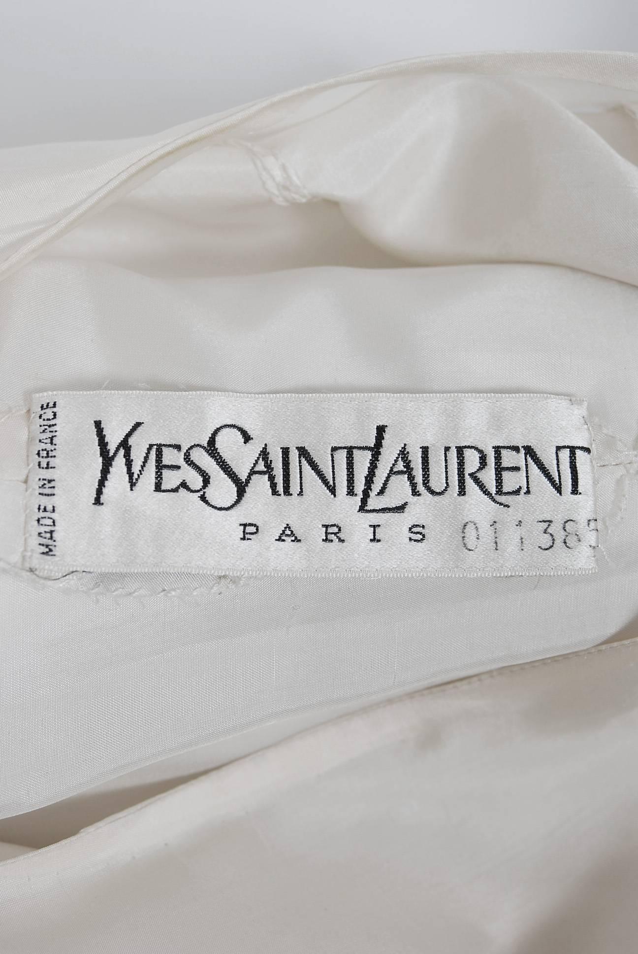 1967 Yves Saint Laurent Haute-Couture Black White Check Print Silk Pleated Dress 2