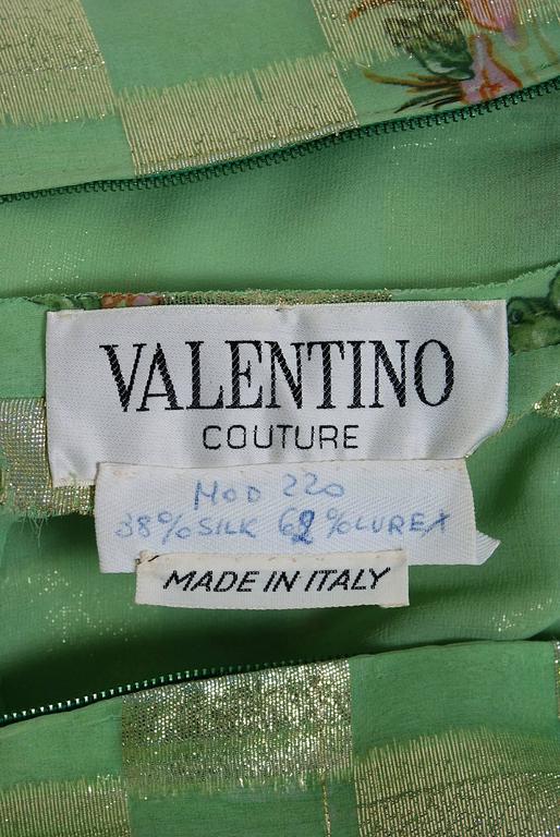 1970's Valentino Couture Metallic Gold Green Silk Novelty Frog-Print ...