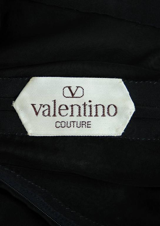 1990's Valentino Couture Black Embroidered Chiffon and Magenta Silk ...