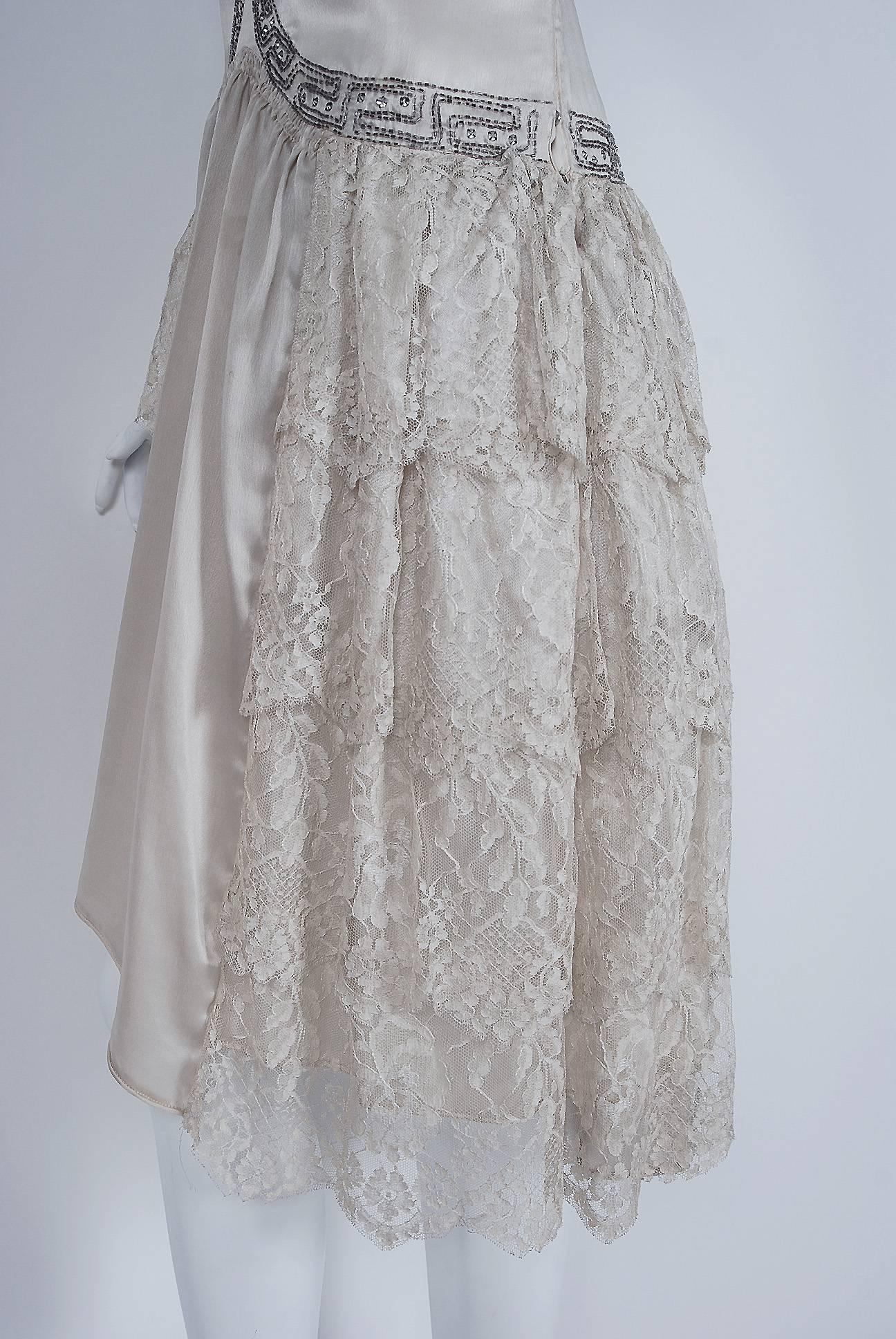 ivory beaded lace gown 1920's