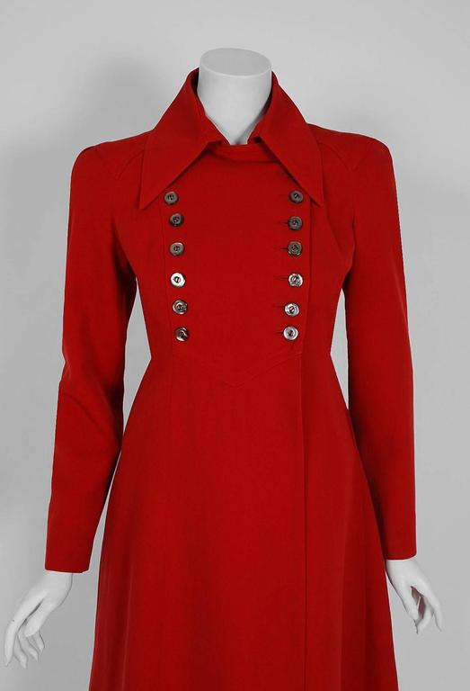1970's Ossie Clark Red Double-Breasted Tailored Princess Trench Coat ...