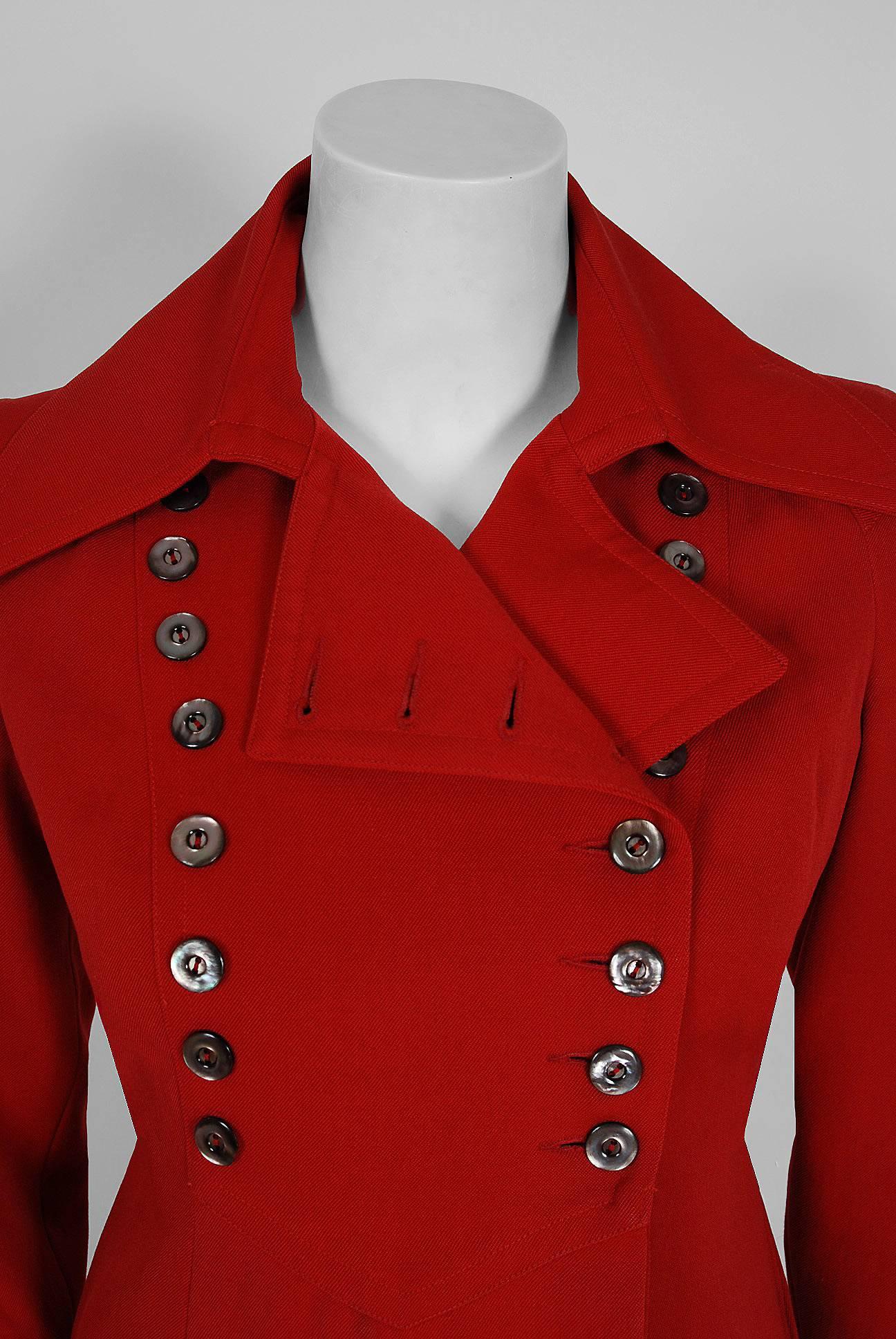 tailored red coat