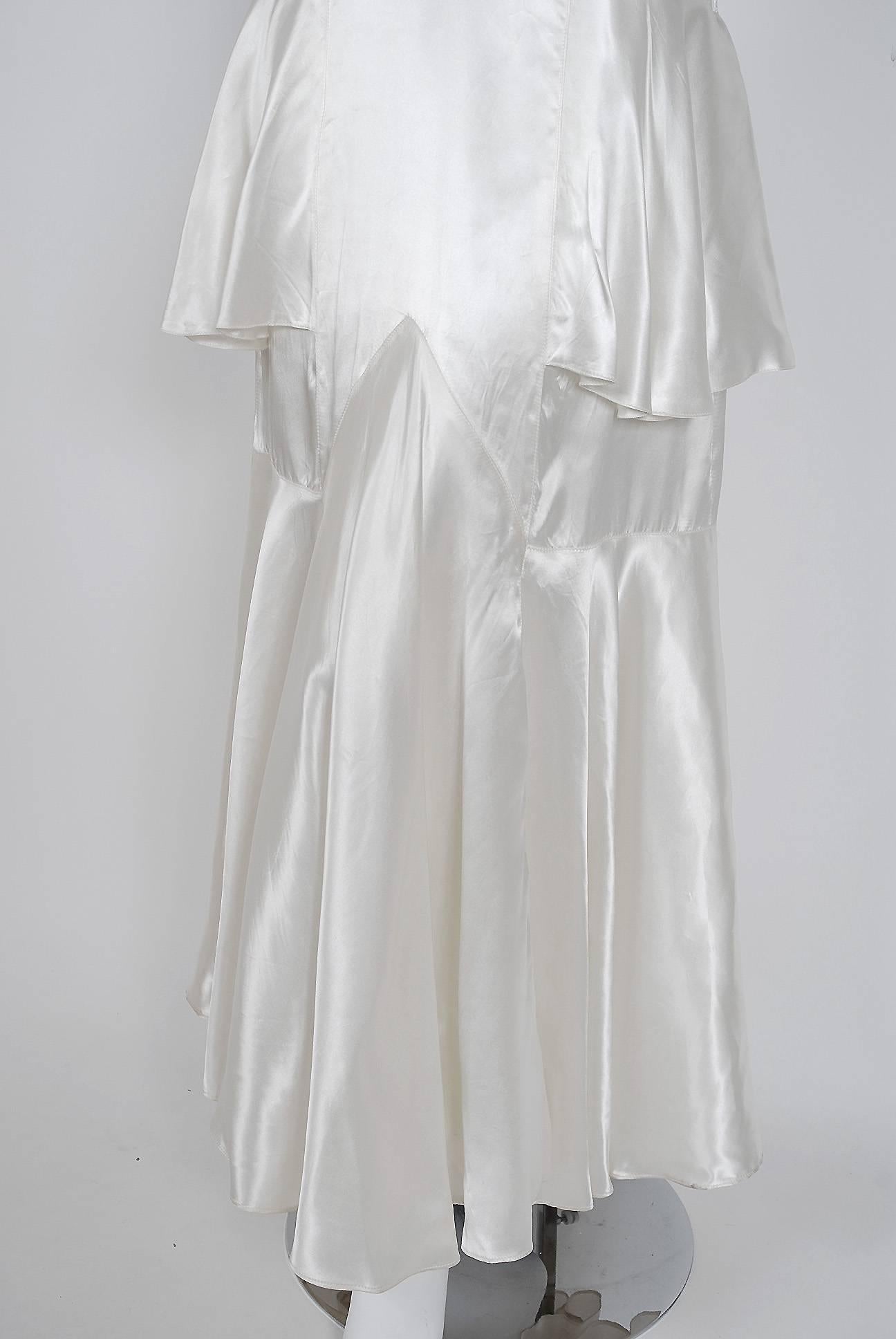 white satin gown