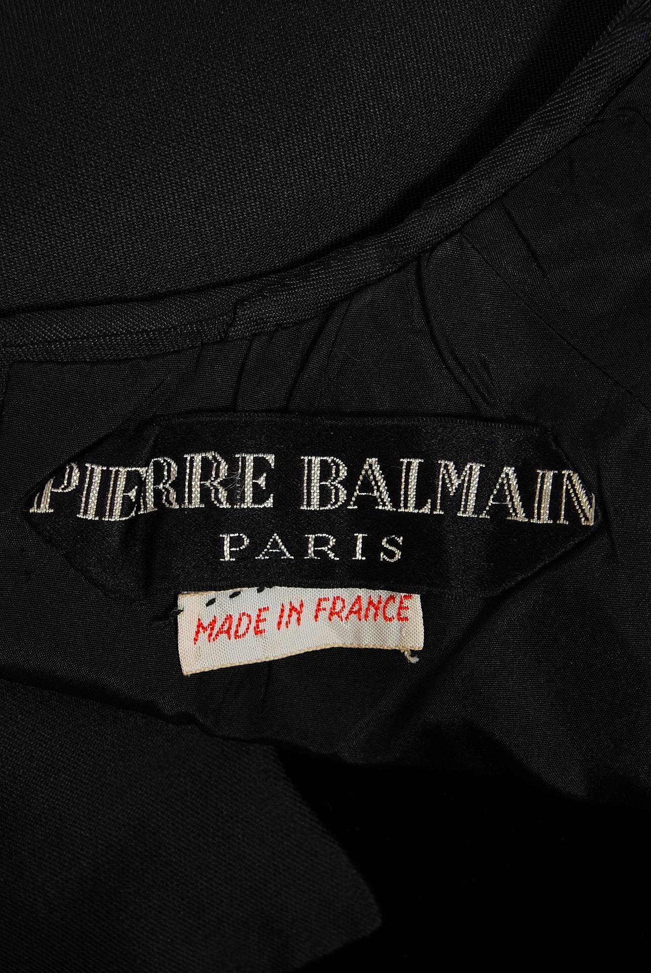 Women's Vintage 1966 Pierre Balmain Haute-Couture Black Silk & Velvet Mod Cocktail Dress