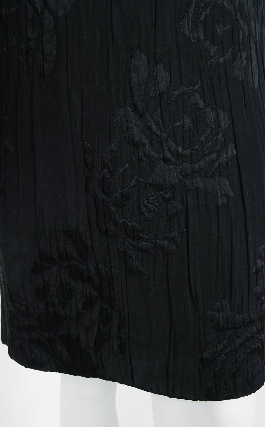 Women's 1990's Christian Lacroix Beaded Black Textured-Silk Peplum Hourglass Dress Suit