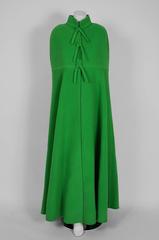 1971 Christian Dior Haute-Couture Green Wool Space-Age Mod Maxi Cloak Cape