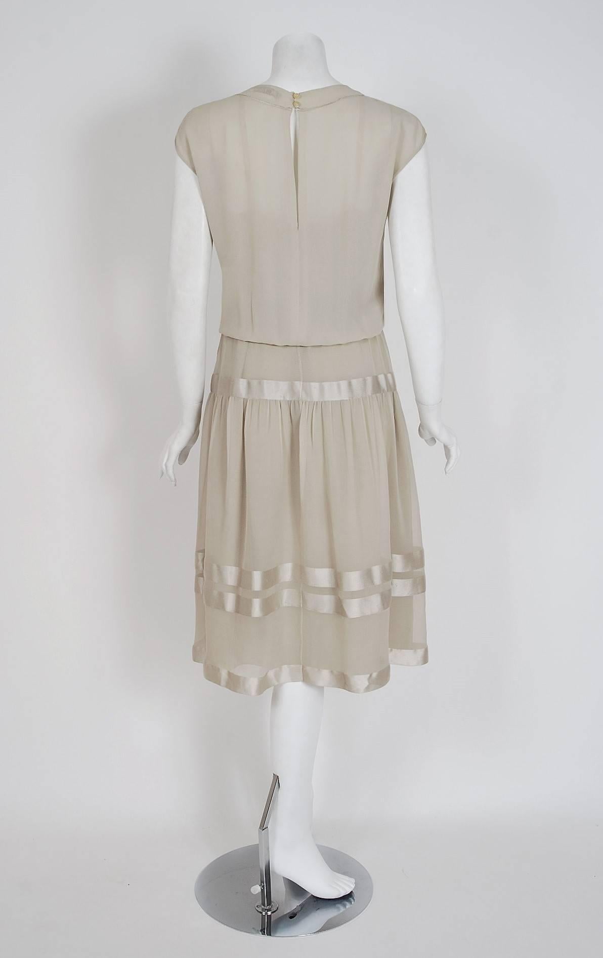 Women's 1970's Karl Lagerfeld for Chloe Grey Silk & Charmeuse Bohemian Peasant Dress 