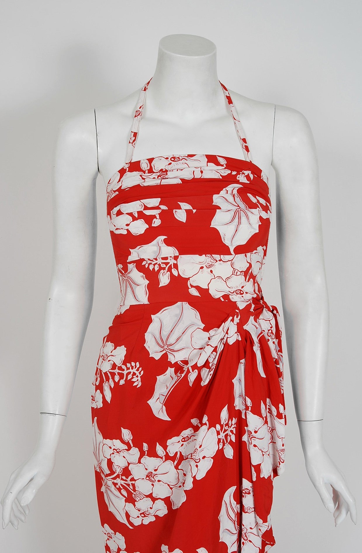 red and white hawaiian dress