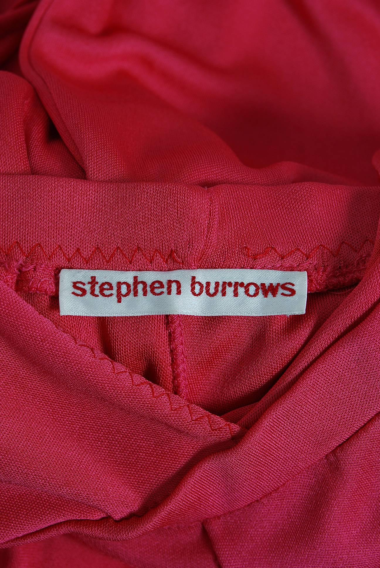 Women's 1970's Stephen Burrows Bubblegum-Pink Jersey Halter Plunge Backless Jumpsuit
