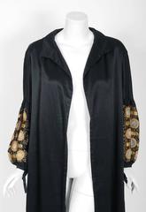 1920's Arnold Constable Metallic Embroidered Applique Silk Billow-Sleeve Jacket
